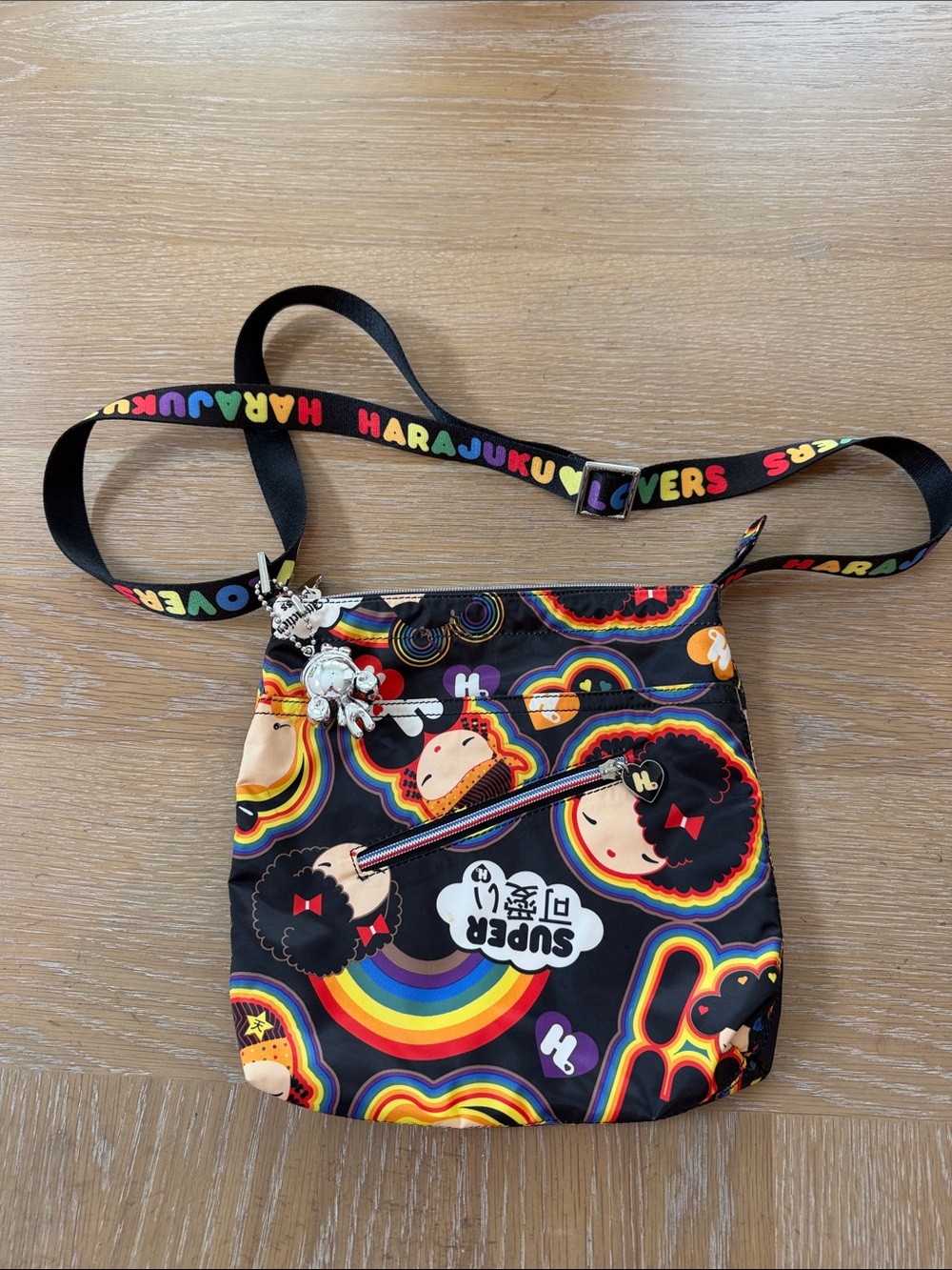 Harajuku Lovers Super Kawaii Crossbody Bag Rainbow Charm Y2K Gwen Stefani